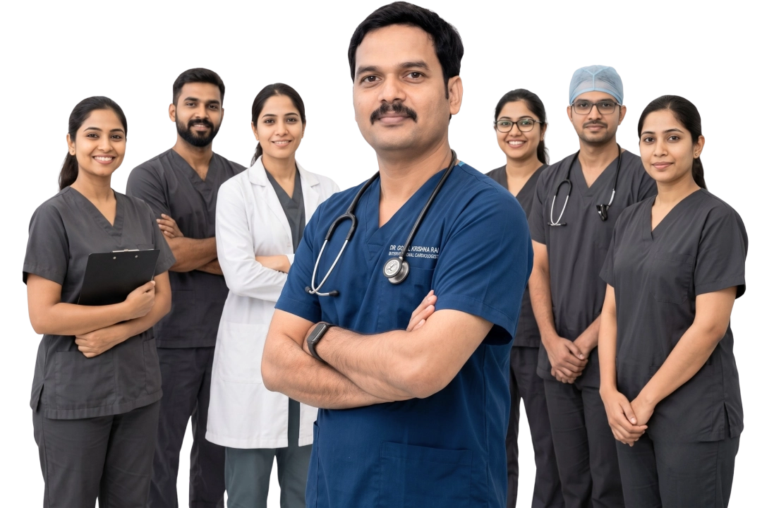 Dr Gopal Krishna Rai Best Cardiologist in Varanasi with cardiac medical team at Star Hospital Akhri Bypass